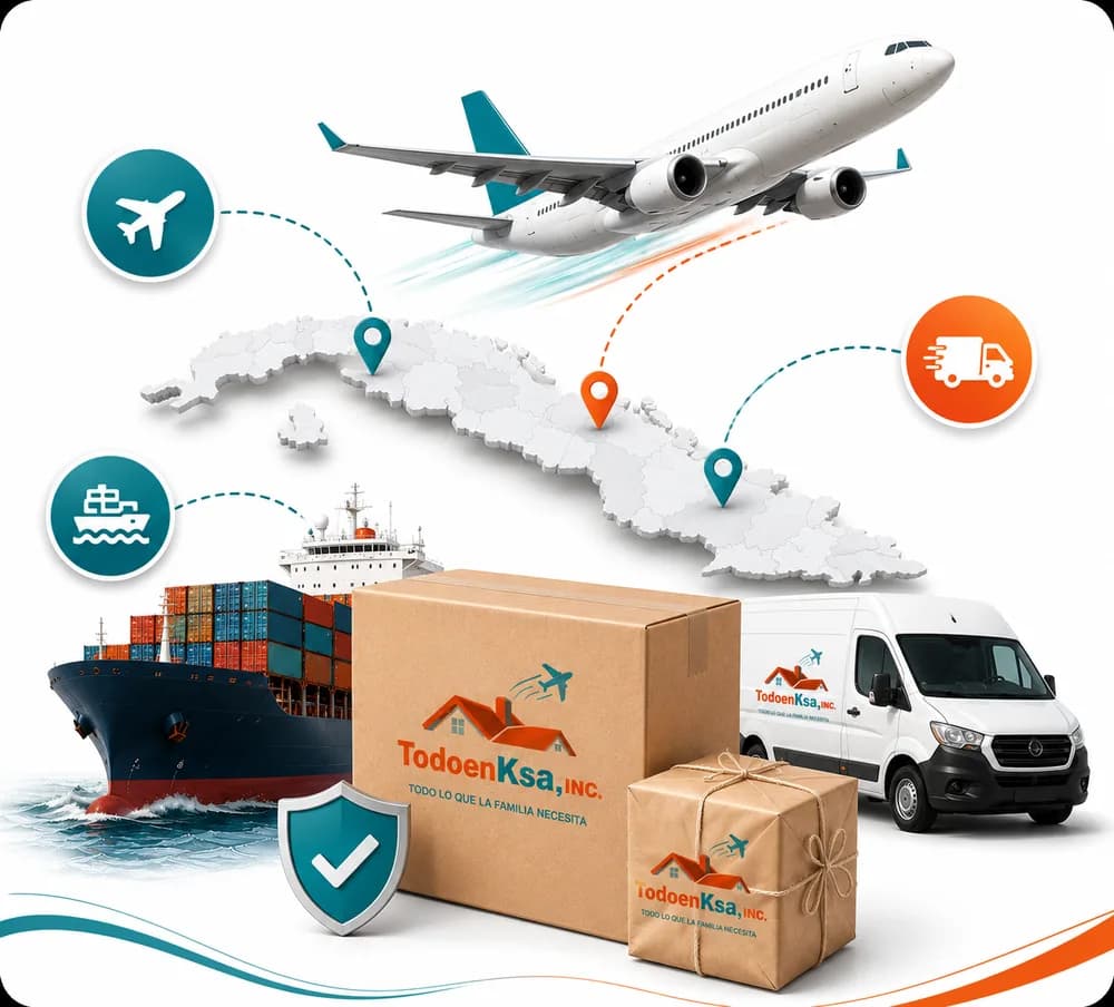 Cajas de Todo en Ksa listas para enviar a Cuba