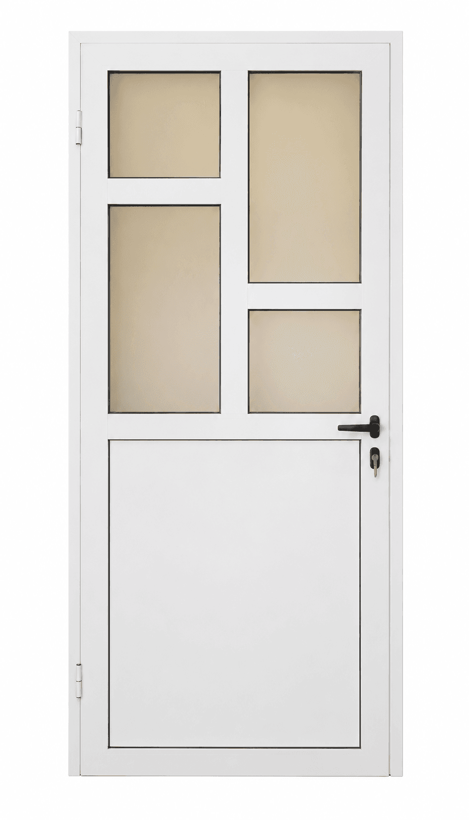 Puerta diseño combinado de 5 divisiones con chapa de aluminio y 4 cristales